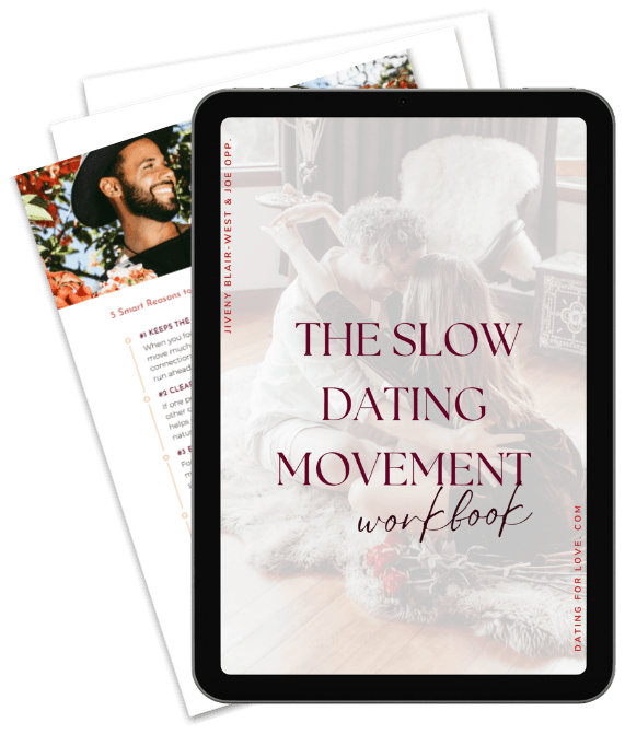 The Slow Dating Movement workbook on a tablet